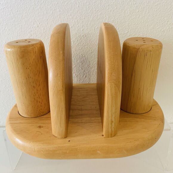 Kamenstein Wooden Napkin Holder W/Salt & Pepper Shakers 8" Cottagecore Rustic - Picture 1 of 6
